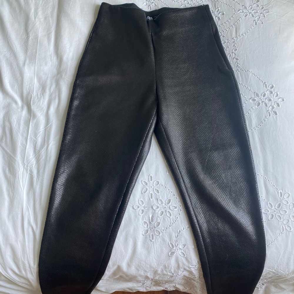 Zara size S black leather pants